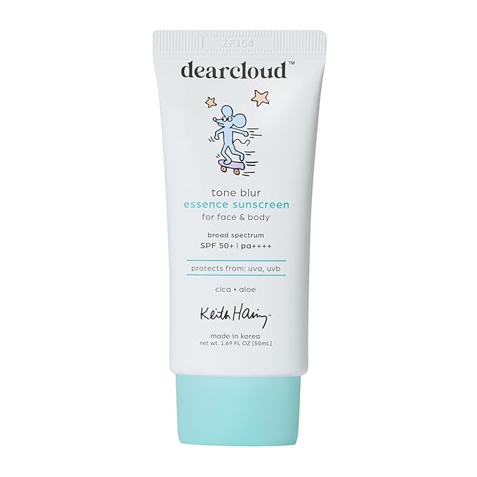 Keith Haring Tone Blur Essence Sunscreen SPF 50 – Korean Sunscreen for Face, Primer & Vegan (1.69 fl oz)