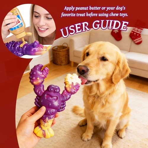 Indestructible Dog Toys for Aggressive Chewers, Tough Dog Toys for Large Dogs, Durable Dog Chew Toys to Keep Them Busy, Interactive Aggressive Chew Toys for Medium Dogs, Beef Flavor (B-Lobster)