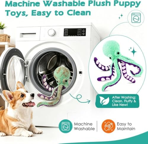 2pcs Plush Octopus Dog Toy Bite Resistant InteracPet Plush Toy Cat Dog Voice Octopus Shell Puzzle Toy Bite Resistant Interactive Pet Dog Teeth Cleaning Chew Toy tive Chew Toy For Small and Medium Dogs
