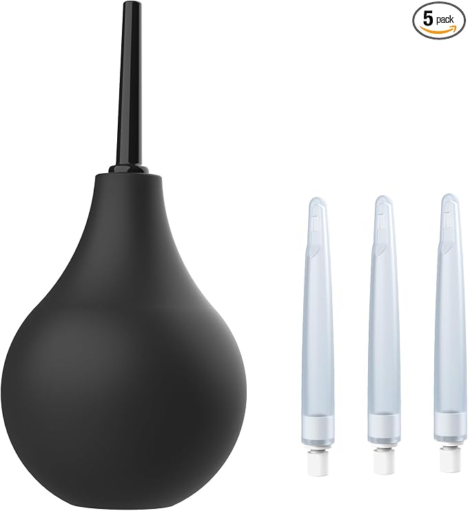 TopQuaFocus 8oz Enema Kit - Vaginal Douche Anal Cleaner Home for Men&Women | Premium Coffee Enema Bulb for Colon Cleaning（Black）
