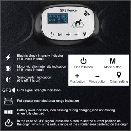 Pilipane GPS Wireless Dog Fence Electric Adjustable Dog Vest Fence with 3 Training Modes Rechargeable Pet Fence System with Reflective Strip for Outdoors