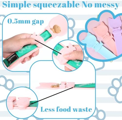 3 Pcs Cat Treat Spoon Squeeze, Cute Pet Feeder Spoon, Multi-Function Lickable Wet Food Dispenser for Liquid Snack Puree Pet Supplies (3 Colors)