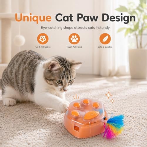 Interactive Cat Toys for Indoor Cats & Kittens, Bird Sound Feather Toy