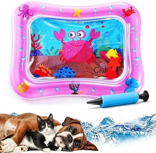2026 Upgraded Pet Water Sensory Mats, Cat Water Mat with Floating Fish Toy, Thickened Interactive Cat Water Play Mat Toy, Leak Proof Cooling Pad for Indoor Cats Kittens Summer (#C)