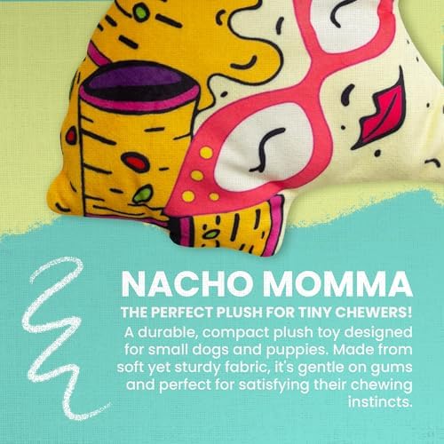 SNUG AROOZ Nacho Momma with a Repair Patch - Plush Dog Toy with Squeaker & Crinkle Sounds - Fun Entertaining Chew Toy for Dogs - Soft and Durable