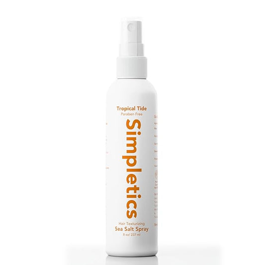 Simpletics Himalayan Sea Salt Hair Spray (Tropical Scent) – Natural 5-Ingredient Formula for Beach Waves & Volume – Light Hold, Non-Greasy, Paraben & Sulfate Free – Unisex 8 fl oz