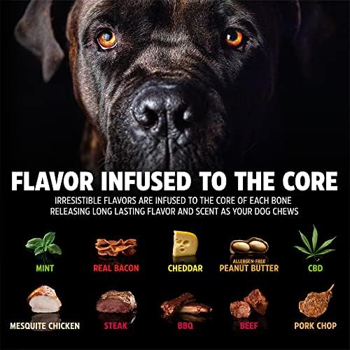Pet Qwerks Original BarkBone - Nylon Dog Bone for Aggressive Chewers - Bacon Flavor - 7.75" (Pack of 3)