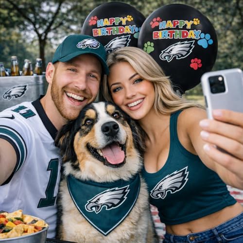 NFL Philadelphia Eagles Pet Birthday Party Balloons Set of 6 Licensed NFL Football Team Dog & Cat Birthday Party Decoration Sports Theme Dogs B-Day Pawty Balloon Celebration