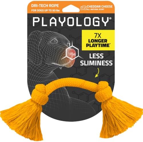 Playology Tug Rope Dog Toys for Medium Dogs - Medium, Cheddar Cheese Scent