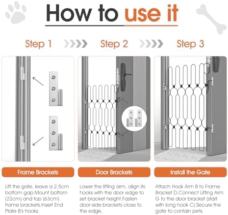 Metal Retractable Dog Gate for Front Door, Adjustable Pet Barrier & Door Blocker, Foldable Gate for Apartments, RVs, Indoor and Outdoor Use