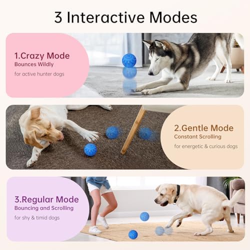 Interactive Dog Toys Dog Ball, Durable Motion Pet Toys for/Small/Medium/Large Dogs, Birthday Gifts, Automatic Moving, Bouncing and Rotating, E-TPU Material, IP54 Waterproof (Blue)