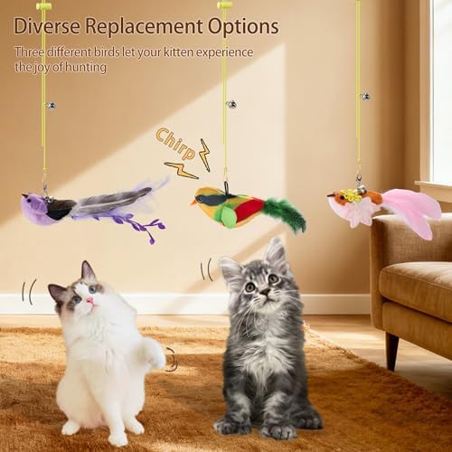 3PCS Hanging Bird Cat Toy for Indoor Cats