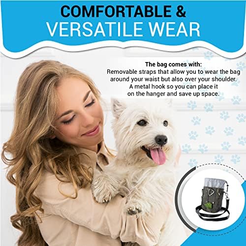 Dog Training Treat Pouch – Treat Bag for Dog Training with Built-in Poop Bag Holder – Waist Dog Training Pouch with Reflective Strips – Fanny Pack for Dog Training