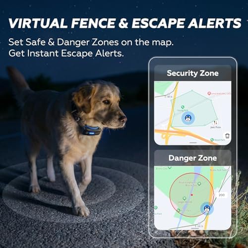 DBDD AI GPS Tracker for Dogs (30lbs+) - Real-Time Location & AI Health Assistant, Electronic Fence Collar for Escape Artists, Waterproof Dog GPS Tracker for Medium Large Dogs, iOS Android