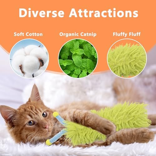 3 Pack Catnip Toys,Soft Cat Pillows Toys with Antennae, Funny cat Toy