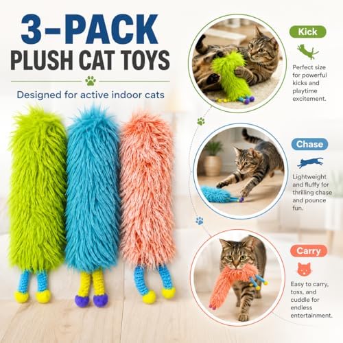 Cat Toys Pillows,Soft Cat Pillow Kicker Toys with Crinkle Sound, Interactive Cat Plush Toys for Indoor Cats and Kittens