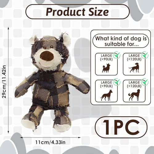 MAXBECK Dog Companion for Heavy Chewers-New Plush Robust Bear Dog Toy, Resistant Squeaky Dog Toys for Heavy Chewers, Tough Stuffed Plush Dog Toys for Aggressive Chewers