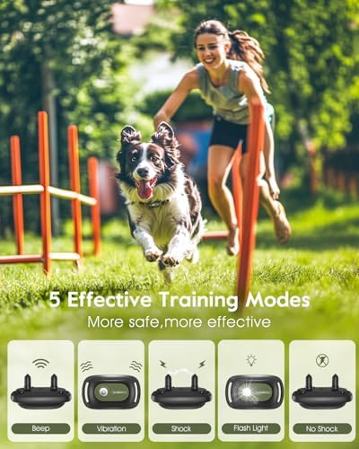 SLOPEHILL Dog Shock Collar,4200FT Dog Training Collar with Remote,Green | IP68 Waterproof e Collar with Beep,Vibration,Safe Shock,Light,No Shock Mode,Shock Collar for Small Medium Large Dog 8-140lbs