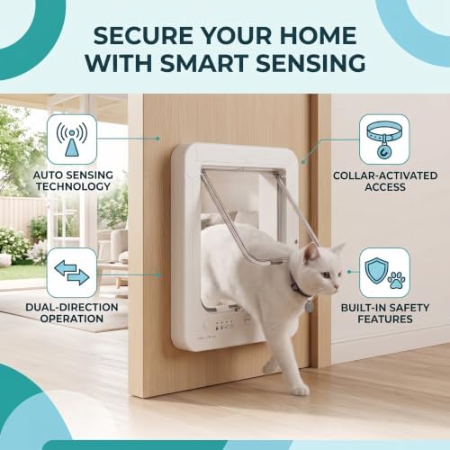 HEEPDD Smart Cat Door, Easy Install Automatic Microchip Collar Activated Pet Flap with Smart Sensing Technology for Indoor Outdoor Cats Dogs Doors Walls Windows