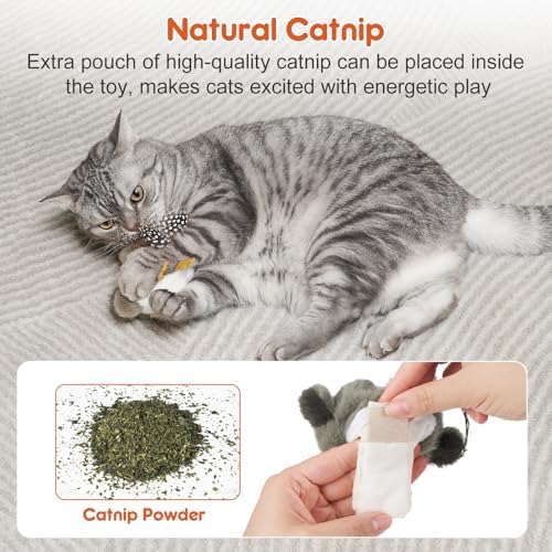 Sundix Cat Toys Flapping Bird, Lifelike Chirp Tweet, Rechargeable Touch Activated Kitten Toy Interactive Cat Exercise Toys for All Breeds Cat Kicker Catnip Toys