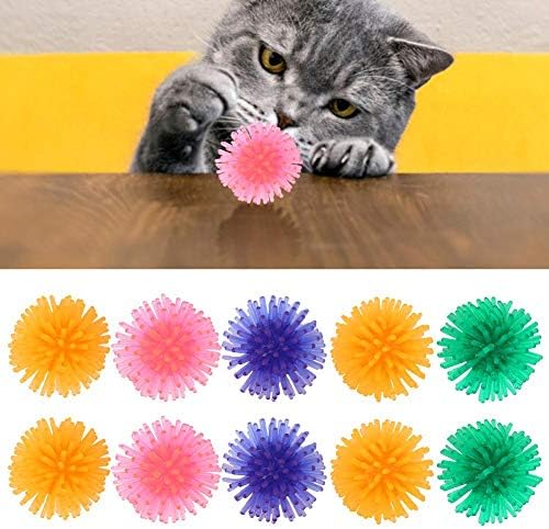 Zerodis 10 Pcs Cat Colorful Ball Toys,Portable Catch Playing Toys Thorn Pet Kitten Exerciser Interactive Balls