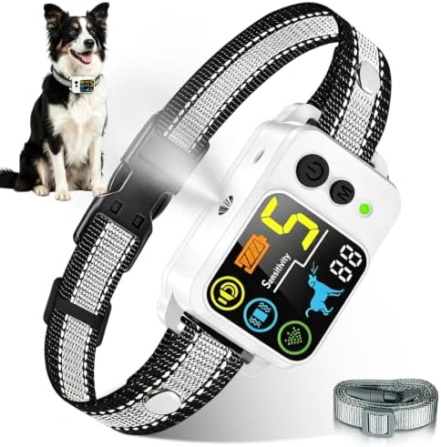Citronella Bark Collar Spray Dog Collar, 5 Modes & Levels, No Spray Refill | Anti Bark Training Collar, beep/vibration/spray 5 modes, IP66 waterproof, for S/M/L Citronella Dog Collar,with 2 straps Grey