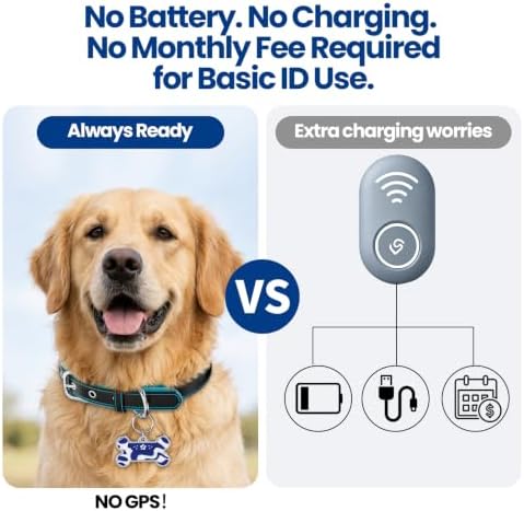 QR Code Pet ID Tag, Instant Scan-Based Location Alert, Updatable Pet Profile, Free Essential Features, No Subscription, Zinc Alloy Edge for Dogs Collar