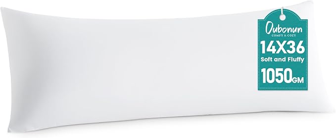 Oubonun 14 x 36 Throw Pillow Inserts Set of 1 | Soft, Plush & Decorative Down Alternative Pillows for Couch Sofa Bed, Machine Washable - White, Pack of 1