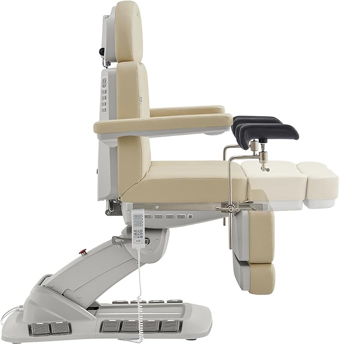 Dir Medical Spa Chair 4-Motor Electric Medical Examination Room Table with Stirrups Spa Beauty Bed Esthetician Chair Facial Bed with Position Memory Function Geneva