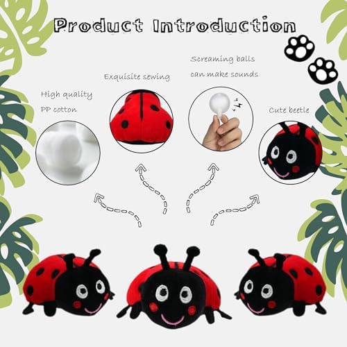 Hide and Seek Dog Toys, Interactive Squeaky Plush Puzzle Puppy Chew Toy to Keep Them Busy for Small Medium Large Dogs(Mushroom Hideaway with 5 Pack Ladybirds)