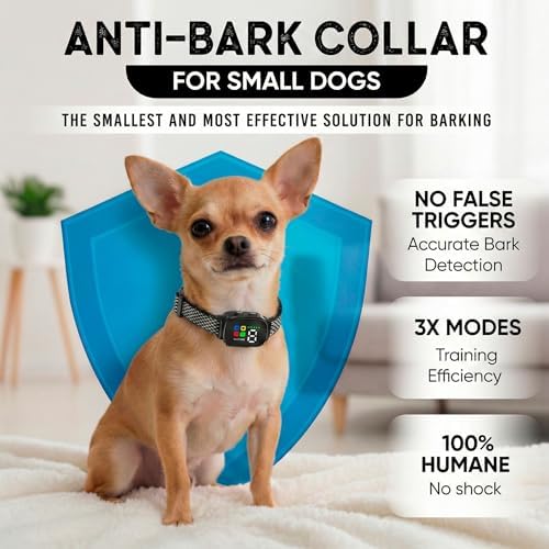 2 Pack Tiny Bark Collar for Small Dogs 5-15 lbs and Puppies - No Shock Anti Barking Collar - Rechargeable Smart Collar for Dog Training with 7 Sensitivity Levels and 3 Beep&Vibration Modes