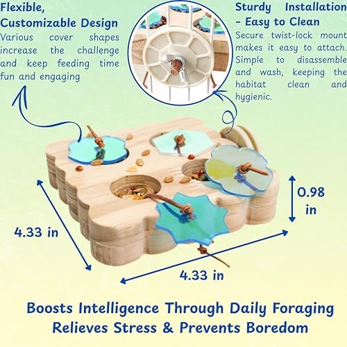 Treat Dispenser Rat Foraging Toy, Rat Enrichment Toys, Interactive Hide Treats Enrichment Toys for Rats Small Animals, Hanging Slow Feeder, Hamster Toy, Guinea Pig Accessories (M, Wood)