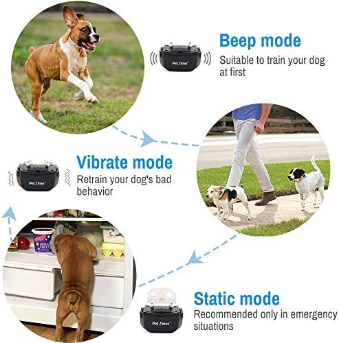 Petrainer PET998DRB1 Dog Training Collar Rechargeable and Rainproof 330 yd Remote Dog Training Collar with Beep, Vibra and Static Electronic Collar, black