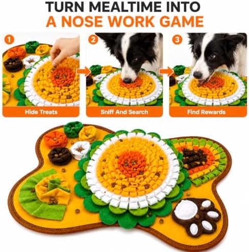 Snuffle Mat for Dogs, Interactive Dog Enrichment Toy and Slow Feeder, Nose Work Foraging Mat for Mental Stimulation, Indoor Activity and Boredom Relief