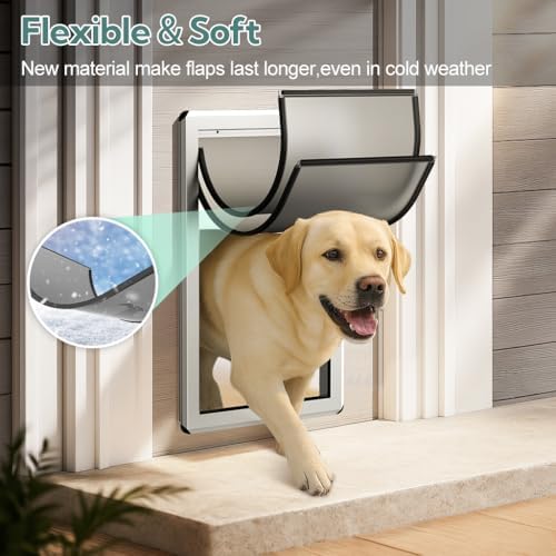 Full Seal-Flaps Extra Large Dog Door for Doors, Aluminum Frame | Full Seal-Flaps, for Interior and Exterior Doors, Energy-Efficient Insulated Doggy Door, Extreme Weather, Sliding Lock Panel