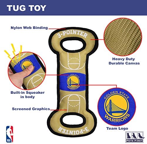 Pets First NBA Golden State Warriors Field Toy. - Tough Nylon Pet Toy with Double Trim Stitching & Inner Squeaker, one Size (GSW-3030)