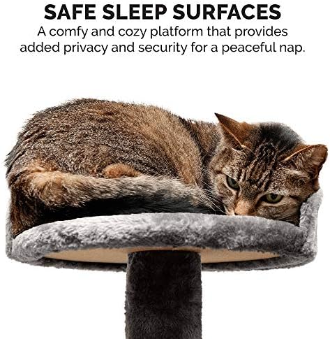 Furhaven 49.5" Tall Cat Tree for Indoor Cats, Ft. Sisal Scratching Posts, Plush Ball Toy, & Busy Box Toy - Tiger Tough Play Stairs Interactive Playground Tower - Gray, One Size
