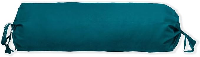 Cervical Neck Roll Pillow Cover with Cotton Bolster Pillowcases for Cylindrical Cushion and Drawstring Closure Round Neck Pillowcase 6" x 18" (15 x 45 cm) Teal Blue