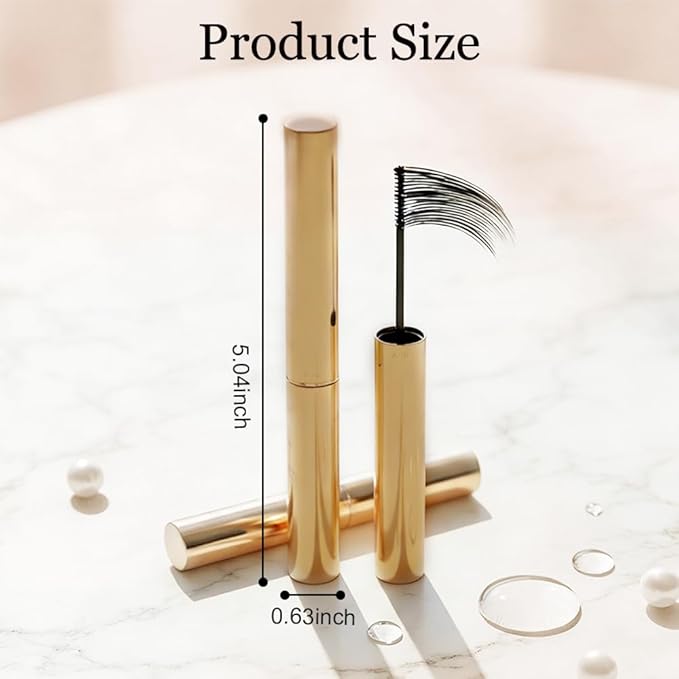 Ultra-Fine Lengthening Waterproof Quick-Dry Mascara, Waterproof Quick Drying Curling Mascara, Iron Wand Mascara, 3D Curling Eyelash Long, Lasting Smudge-Proof No Clumping (Black)