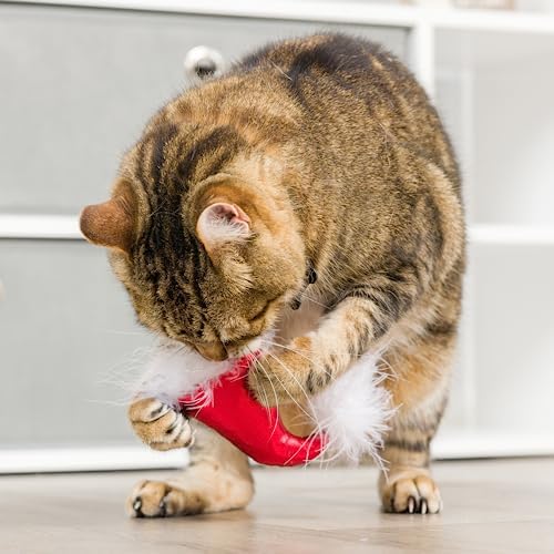 Huxley & Kent Plush Cat Toy - Holiday Interactive Catnip Toy for Cats & Kittens - Soft with Crinkle & Catnip - Fun Indoor Play - Santa Hat & Sweet Thing Candy 2pk