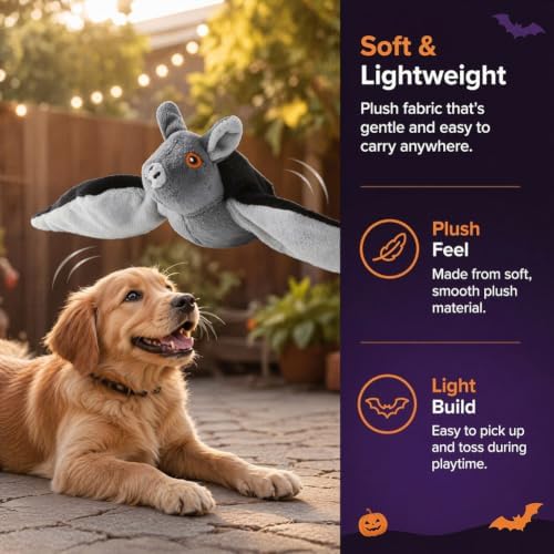 Flying Bat Dog Toy, Flapping Bat Dog Toy with Chirping Sounds, Interactive Rechargeable Flap Bat Toy for Dogs Cats, Hanging & Wand Play, 3PCS