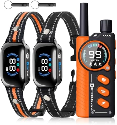 2-in-1 Bark Shock Collar 2 Pack - Color Screen Dog Training Collar with Beep/Vibration/Shock/Anti Bark 4 Modes for 2 Dogs, 3300FT Waterproof E Collar with Remote for Small Medium Large Dogs(8-120lbs)