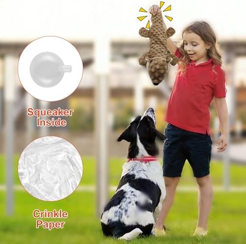 3Pack Squeaky Dog Toys, No Stuffing Plush Dog Toys to Keep Them Busy, Crinkle Chew Toy for Large Medium Small Dogs, Interactive Stuffless Bundle Puppy Teething Toys