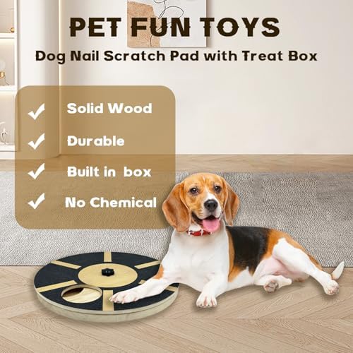 Dog Nail Scratch Pad with Treat Box, Upgraded Rotating Dog Nail Scratch Board with Adjustable Resistance, Interactive Dog Nail File Toy for Paw Scratch Training, Nail Trimmer Alternative