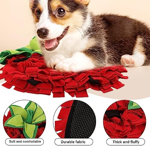 NINEFOX Snuffle Mat for Dogs, Pet Feeding Mats Puppy Sniffing Pad, Strawberry Shaped Snuffle Mat, Cat Doggies Interactive Toys for Multiple Breeds Training and Stress Release (Strawberry)