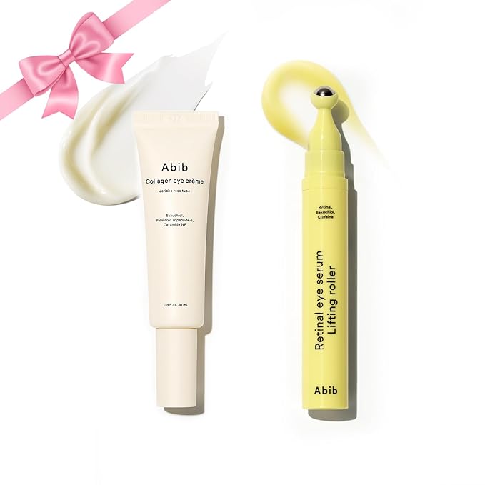 Abib Eye Treatment Duo – Collagen Eye Cream Tube + Retinal Eye Serum Roller for Dark Circles & Puffiness