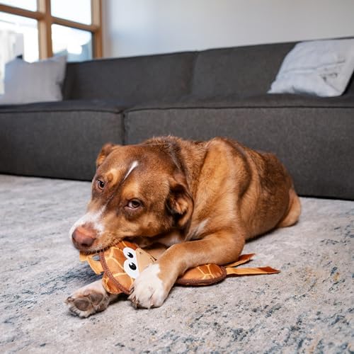 Outward Hound Fire Biterz Giraffe Firehose Plush Dog Toy, Brown, Medium