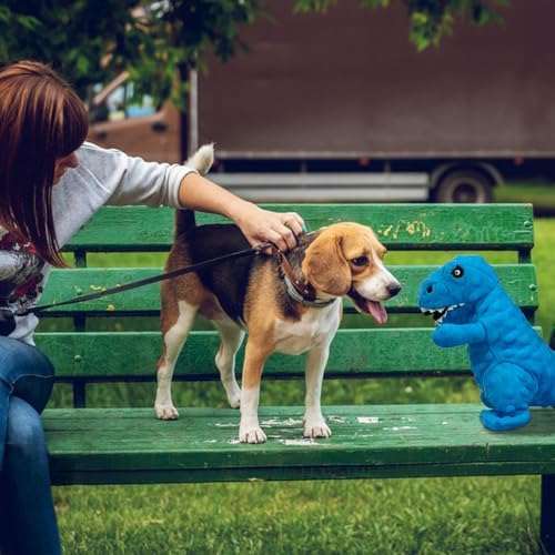 Andiker Dog Squeaky Toys, 8.66 in Plush Dogs Toy Soft Dogs Chew Toys in Dinosaur Shape for Chewing Biting Stuffed Dog Toys with a 3.93 in Squeaker and Crinkle Paper for All Puppy (Green)