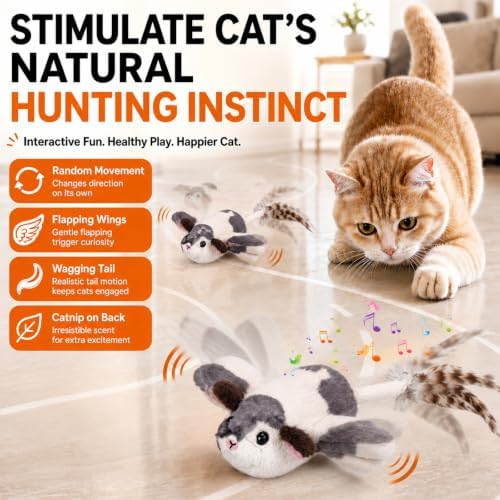 BABORUI Interactive Cat Toy Flying Mouse, Spotted Mouse