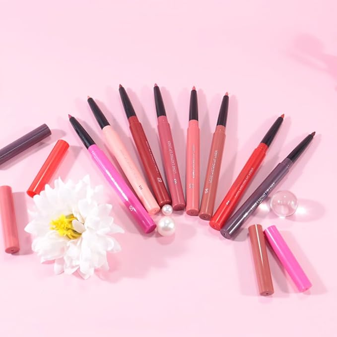 Gel Lip Liner Pencil for Women, Rouge Red Matte Long Lasting Lip Liner Lipstick 24 Hour, High Pigmented Lips Makeup Retractable Liners Waterproof Smudge Proof, Vegan & Cruelty-Free 06